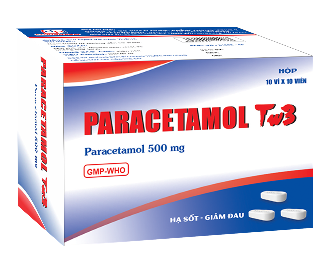 Paracetamol TW3 500mg giảm đau hạ sốt